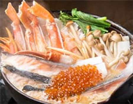 ずわい蟹・秋鮭・いくらの濃厚粕味噌鍋
