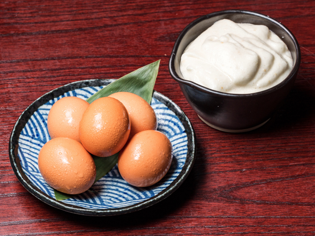 平飼いのおいしい卵「美山の子守歌」と京都丹波産の山芋とろろを使ったメレンゲとろろ