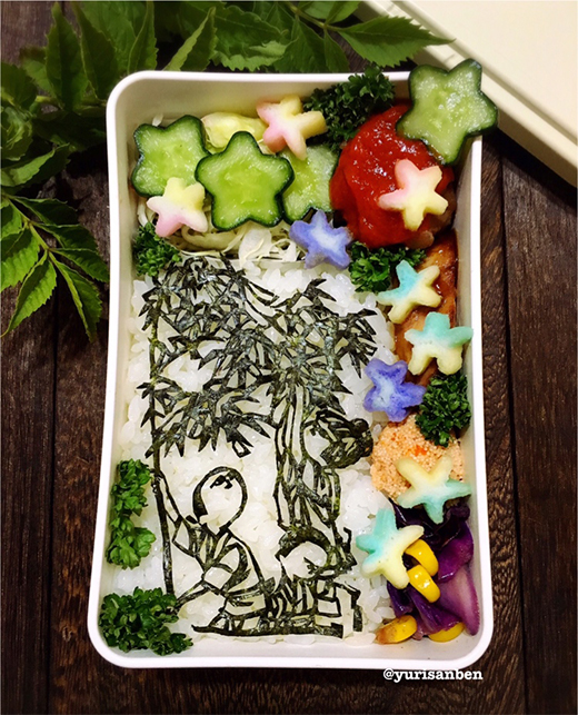 滝平二郎さんの「もちもちの木」海苔アート弁当の画像